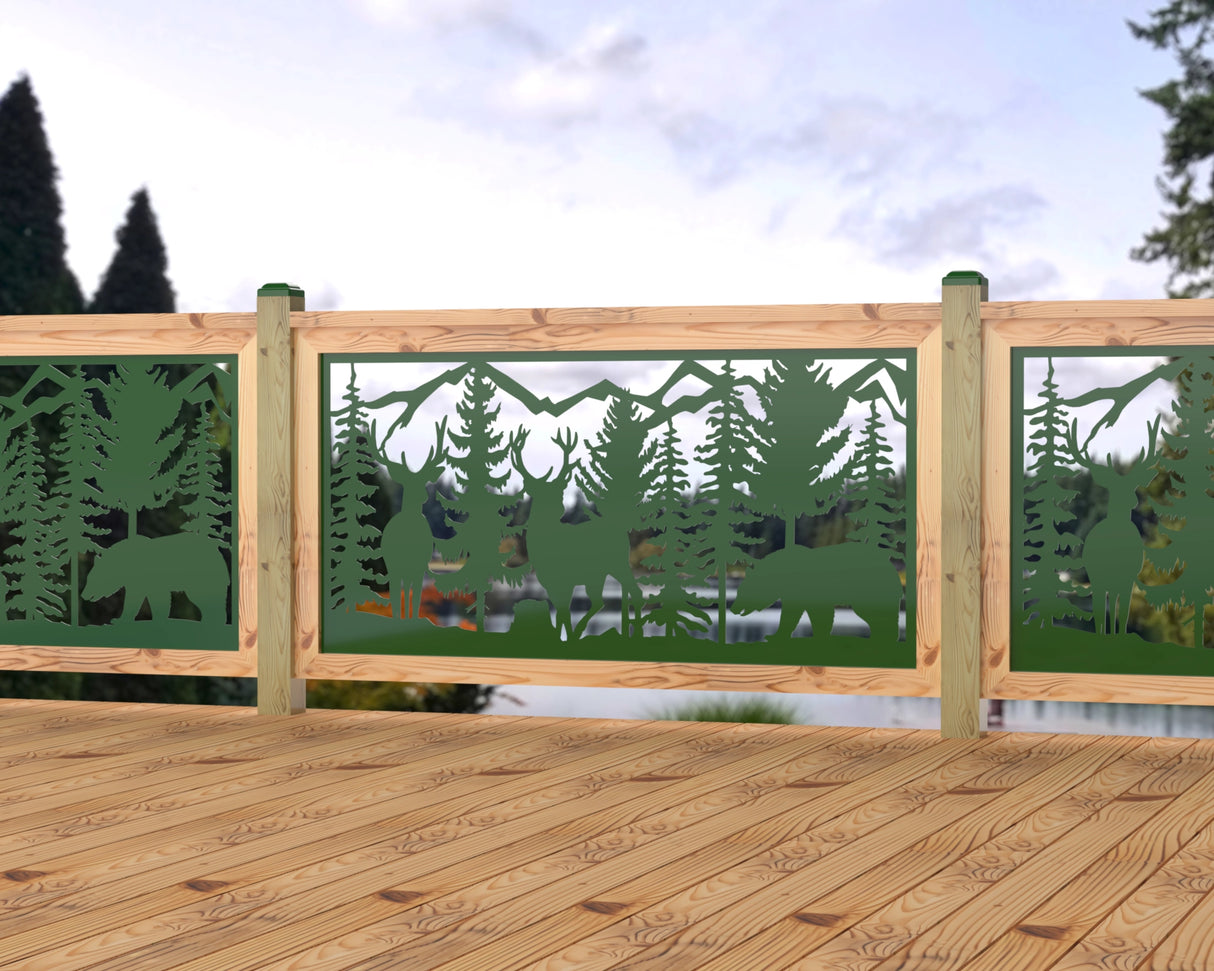 60"x30" - Deer and Bear Wildlife Landscape Fence/Gate Panel Insert