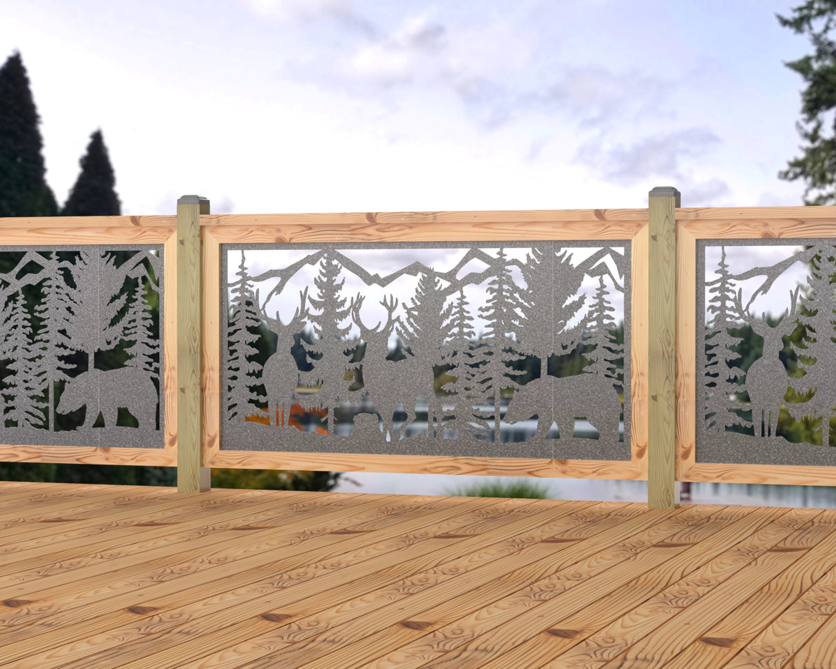 60"x30" - Deer and Bear Wildlife Landscape Fence/Gate Panel Insert