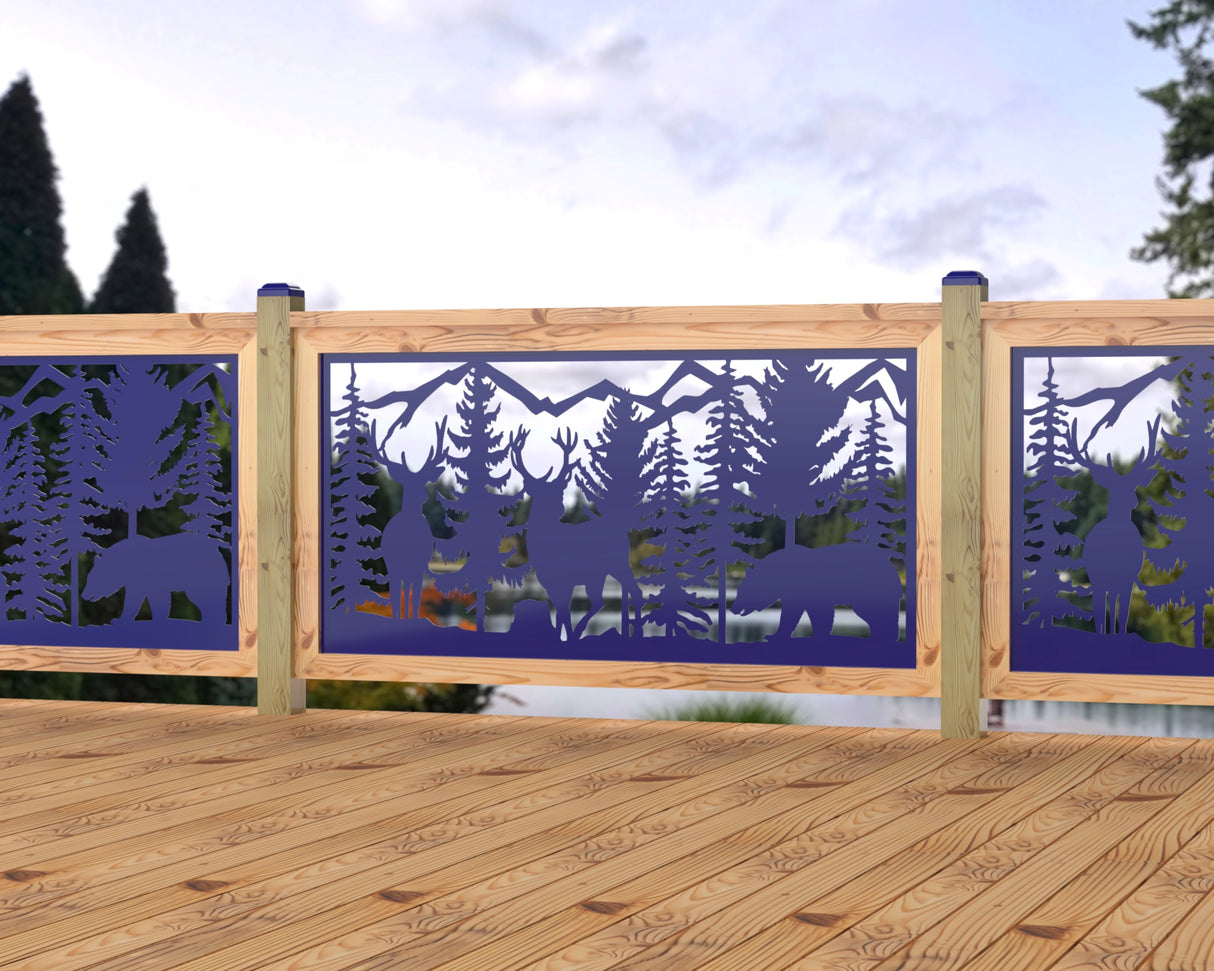 60"x30" - Deer and Bear Wildlife Landscape Fence/Gate Panel Insert