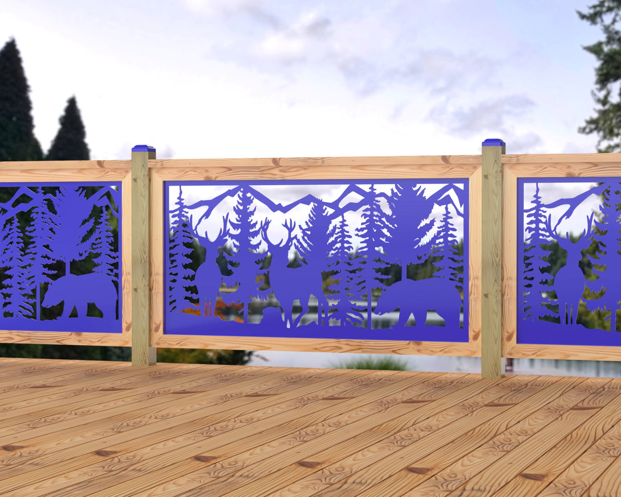 60"x30" - Deer and Bear Wildlife Landscape Fence/Gate Panel Insert