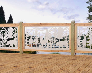60"x30" - Deer and Bear Wildlife Landscape Fence/Gate Panel Insert