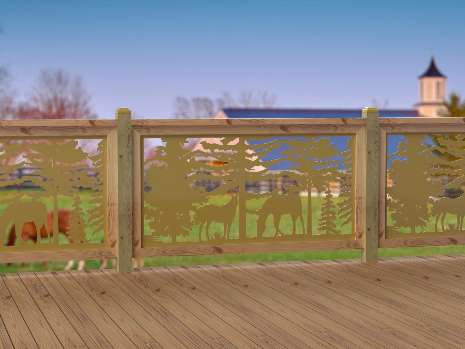 60"x30" - Horses Landscape Fence/Gate Panel Insert - Madison Iron and Wood