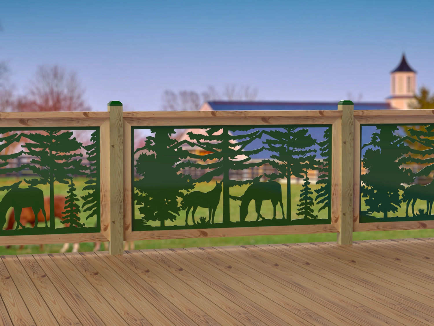 60"x30" - Horses Landscape Fence/Gate Panel Insert - Madison Iron and Wood