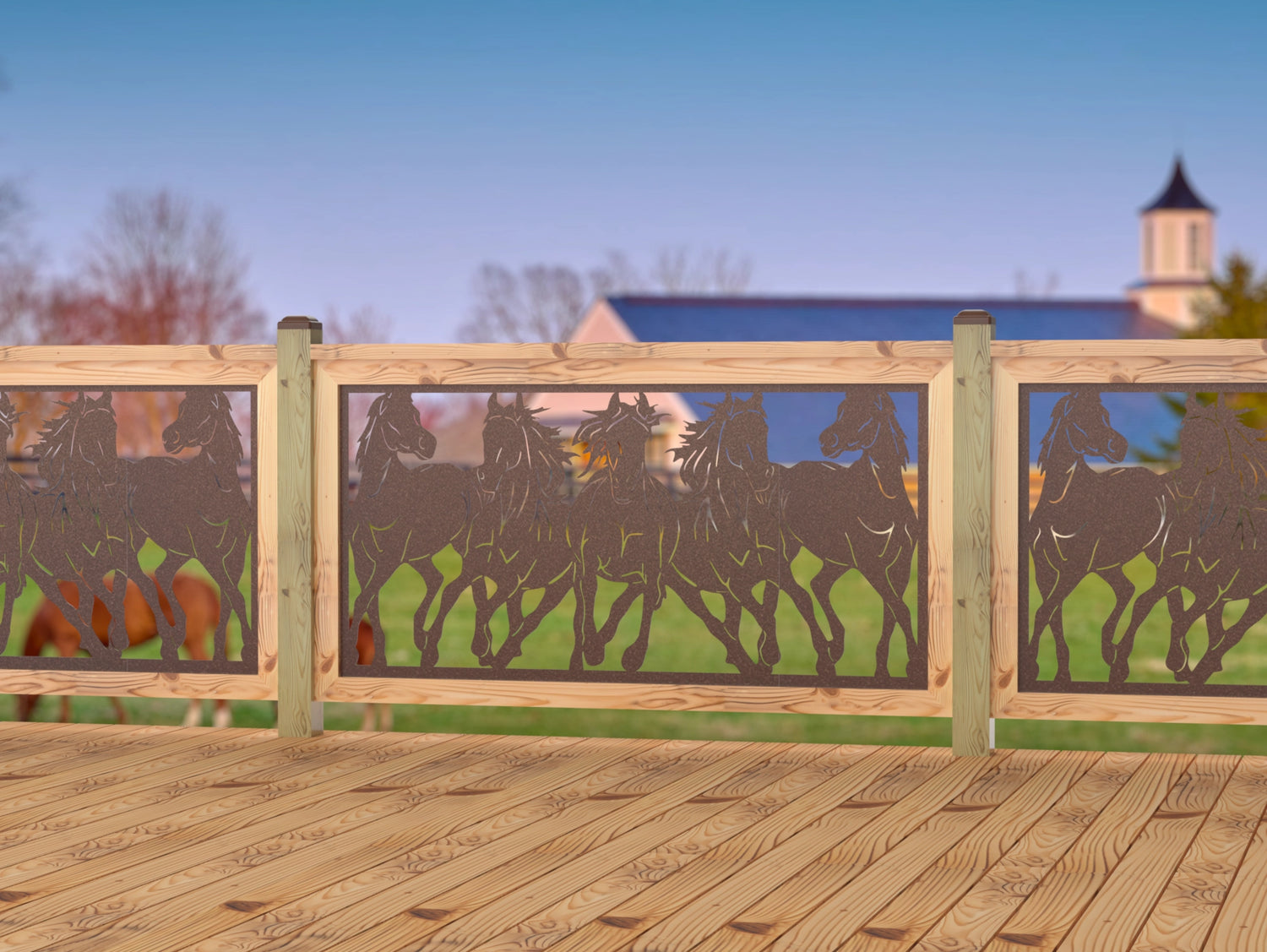 Horses Trotting Railing Panel Insert