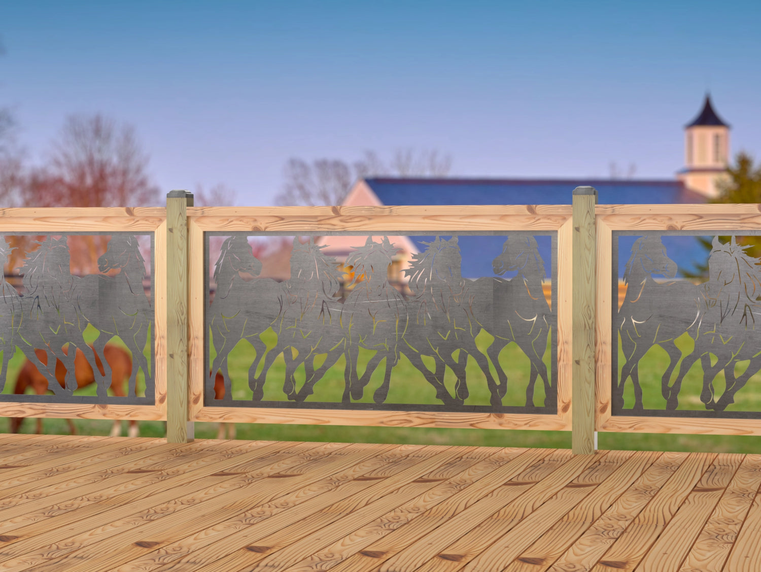 Horses Trotting Railing Panel Insert