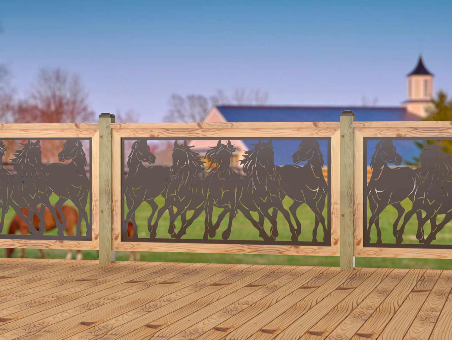Horses Trotting Railing Panel Insert