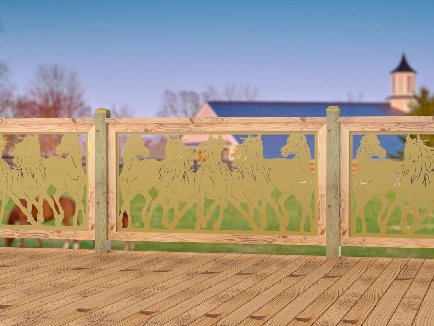 Horses Trotting Railing Panel Insert