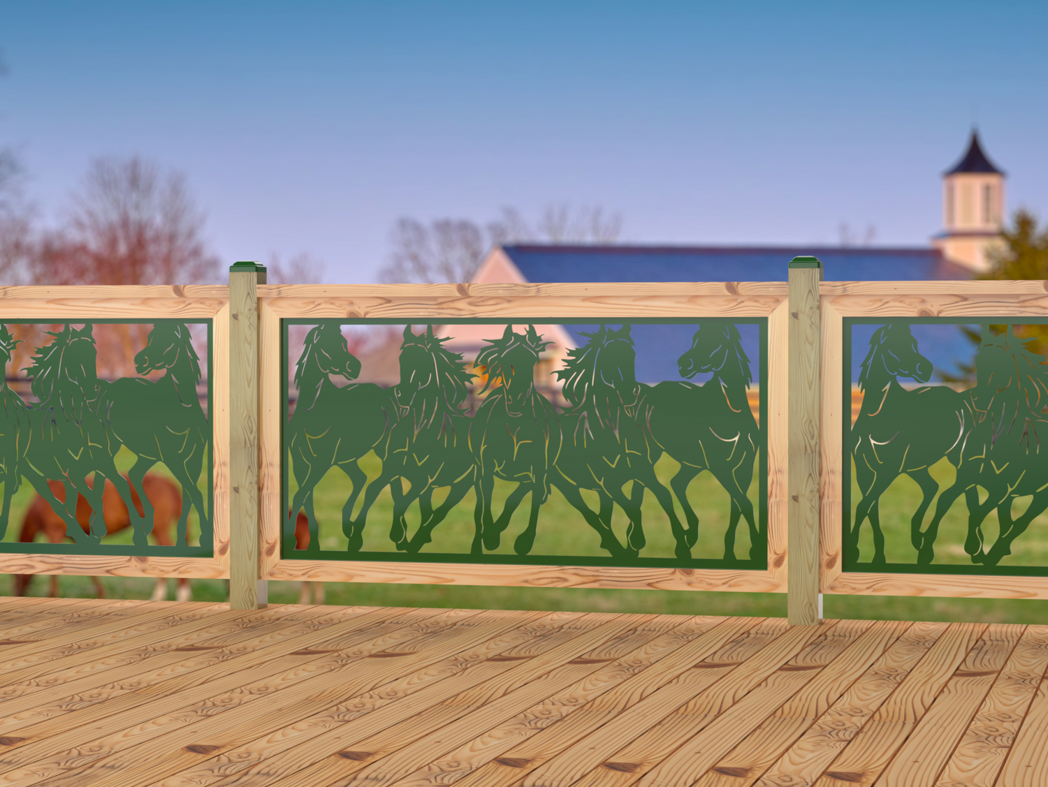 60"x30" - Horses Trotting Fence/Gate Panel Insert - Madison Iron and Wood