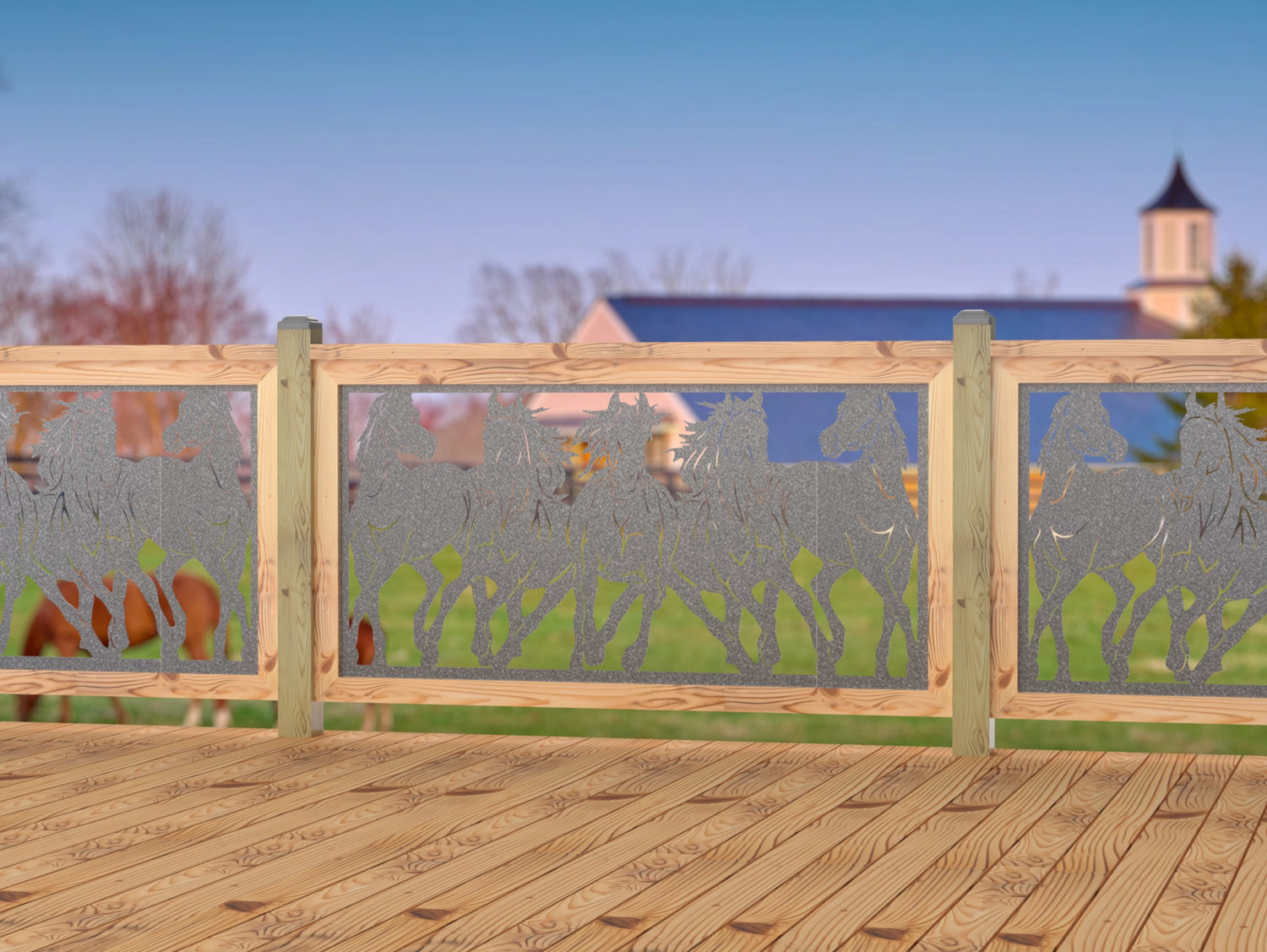 Horses Trotting Railing Panel Insert
