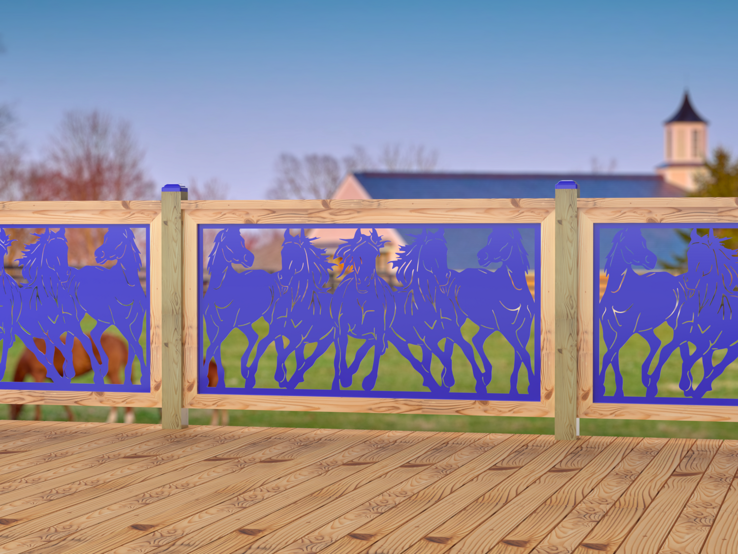 60"x30" - Horses Trotting Fence/Gate Panel Insert - Madison Iron and Wood