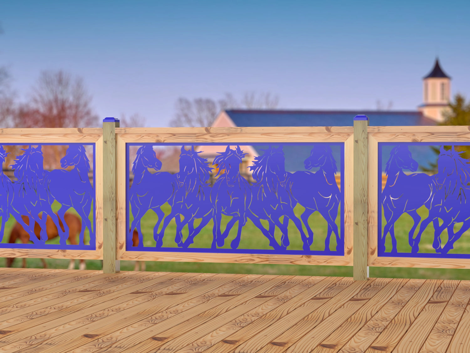 Horses Trotting Railing Panel Insert