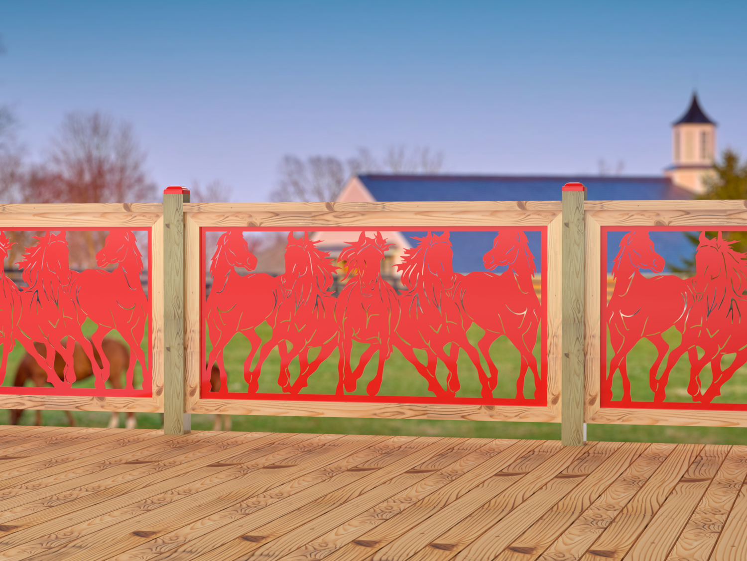 60"x30" - Horses Trotting Fence/Gate Panel Insert - Madison Iron and Wood