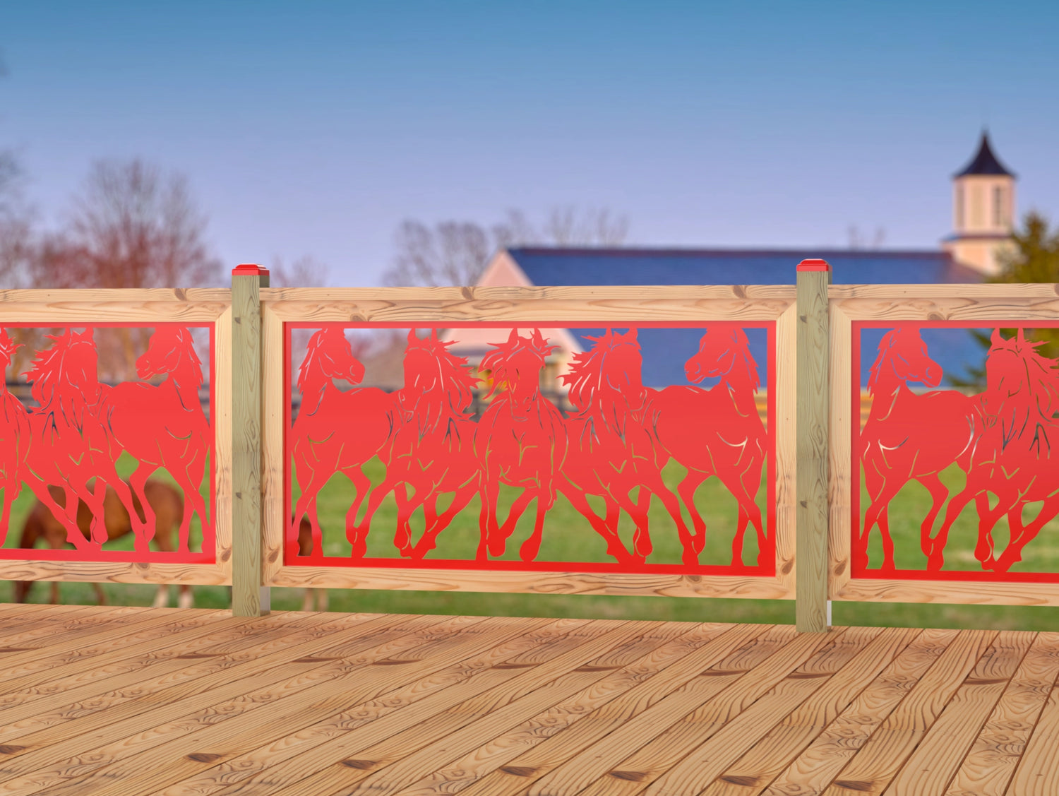 Horses Trotting Railing Panel Insert