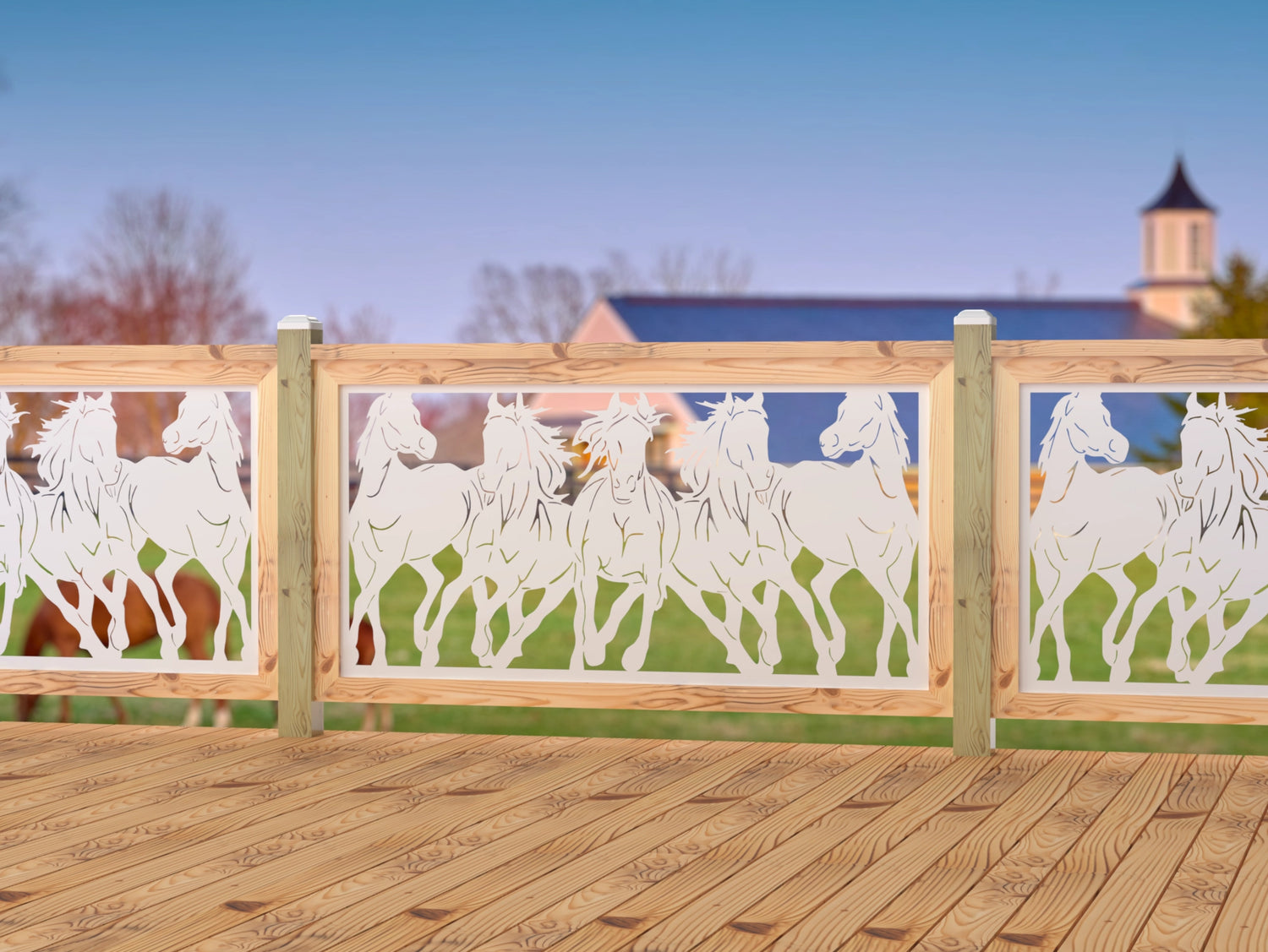 Horses Trotting Railing Panel Insert
