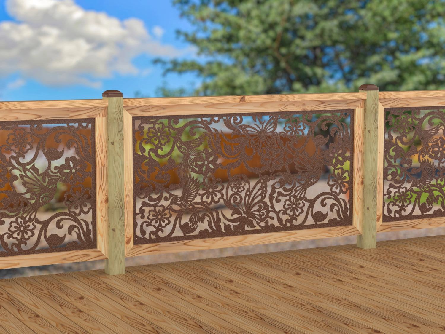 Butterflies and Hummingbirds Railing Panel Insert