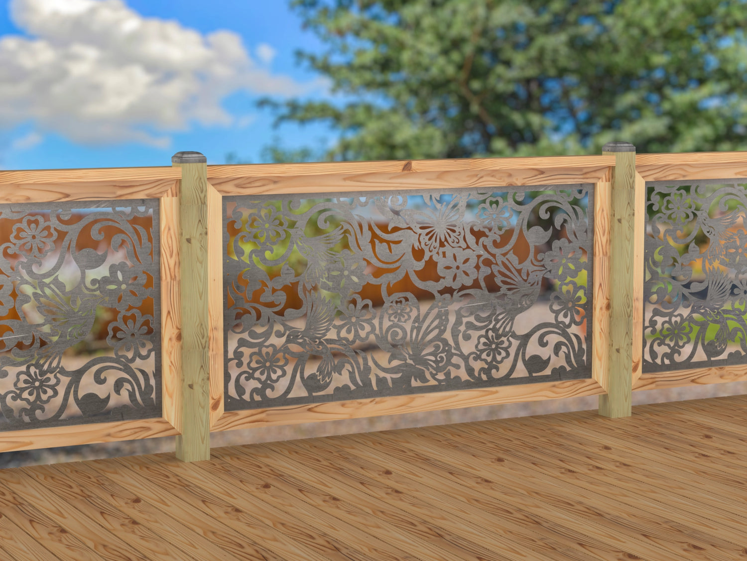 Butterflies and Hummingbirds Railing Panel Insert