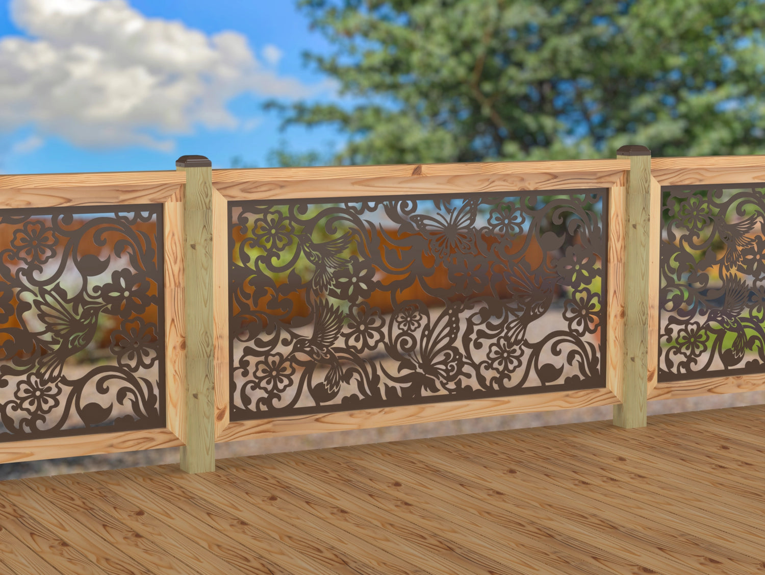 Butterflies and Hummingbirds Railing Panel Insert