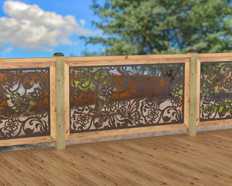 Butterflies and Hummingbirds Railing Panel Insert - Madison Iron and Wood