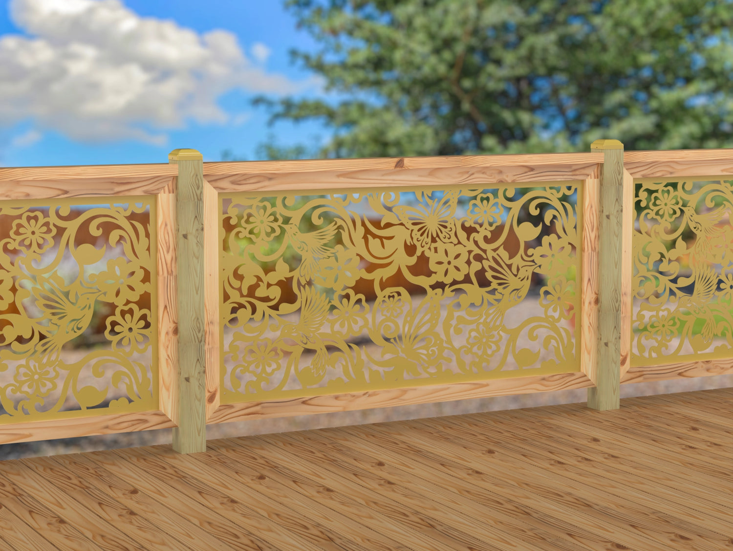 Butterflies and Hummingbirds Railing Panel Insert