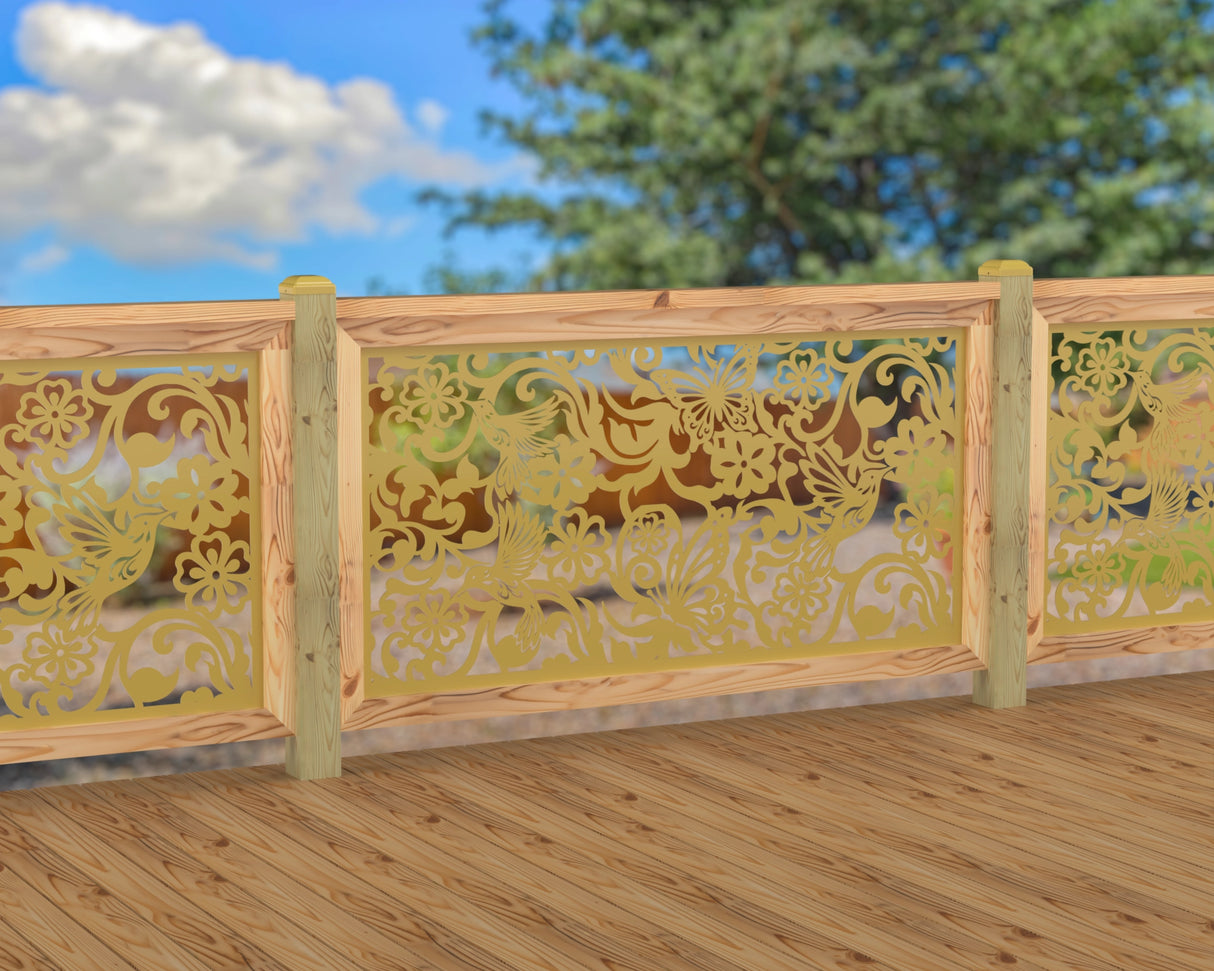 Butterflies and Hummingbirds Railing Panel Insert