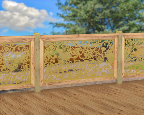 Butterflies and Hummingbirds Railing Panel Insert - Madison Iron and Wood