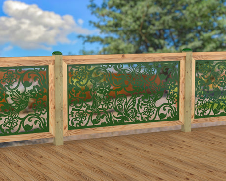 Butterflies and Hummingbirds Railing Panel Insert - Madison Iron and Wood