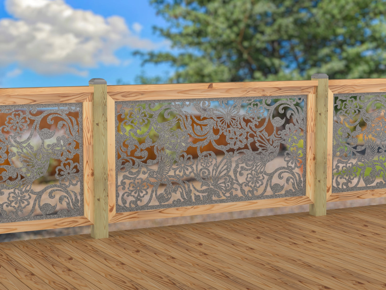 Butterflies and Hummingbirds Railing Panel Insert