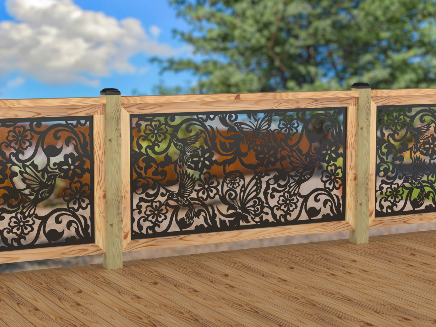 Butterflies and Hummingbirds Railing Panel Insert
