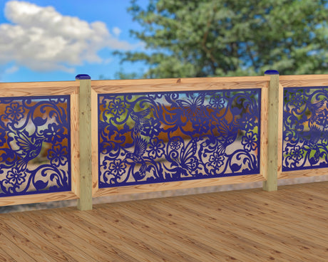 Butterflies and Hummingbirds Railing Panel Insert - Madison Iron and Wood