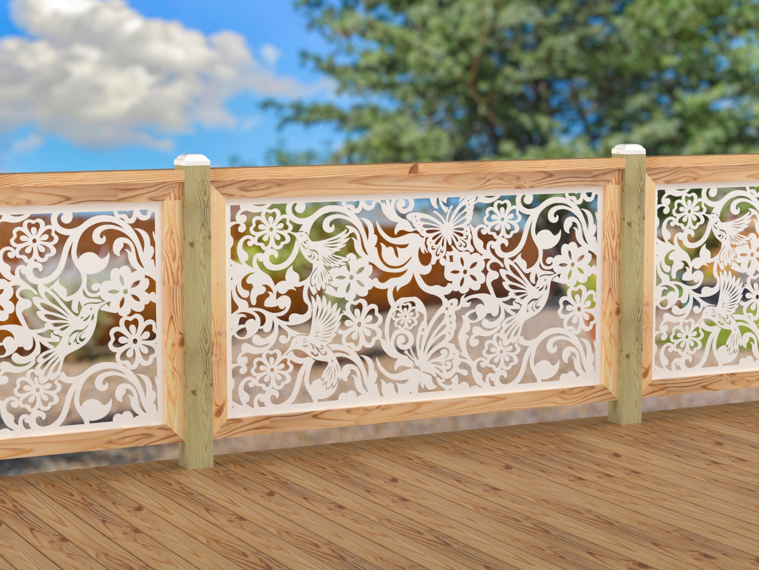 Butterflies and Hummingbirds Railing Panel Insert