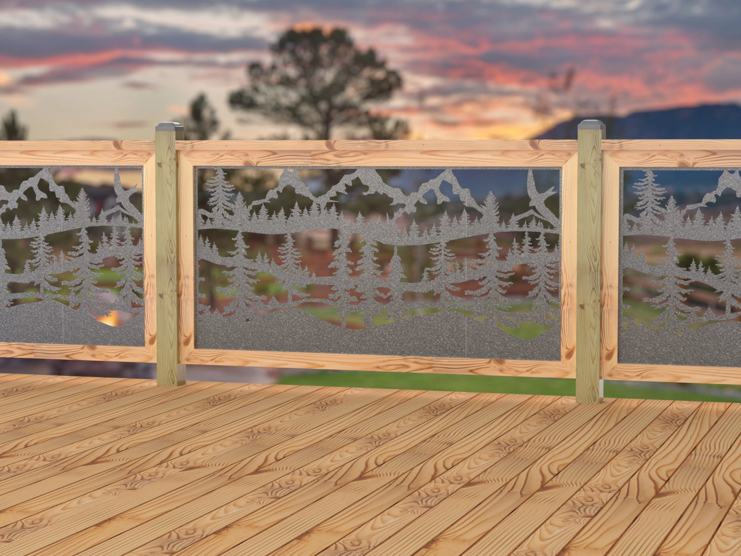 60"x30" - Mountain Landscape Fence/Gate Panel Insert - Madison Iron and Wood