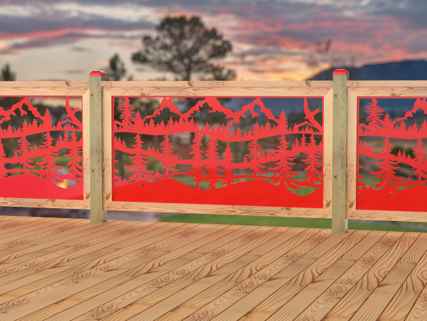 60"x30" - Mountain Landscape Fence/Gate Panel Insert - Madison Iron and Wood