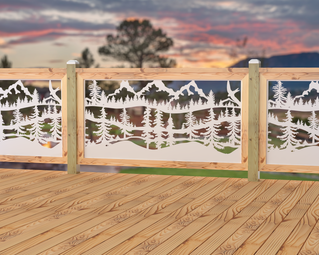 60"x30" - Mountain Landscape Fence/Gate Panel Insert - Madison Iron and Wood