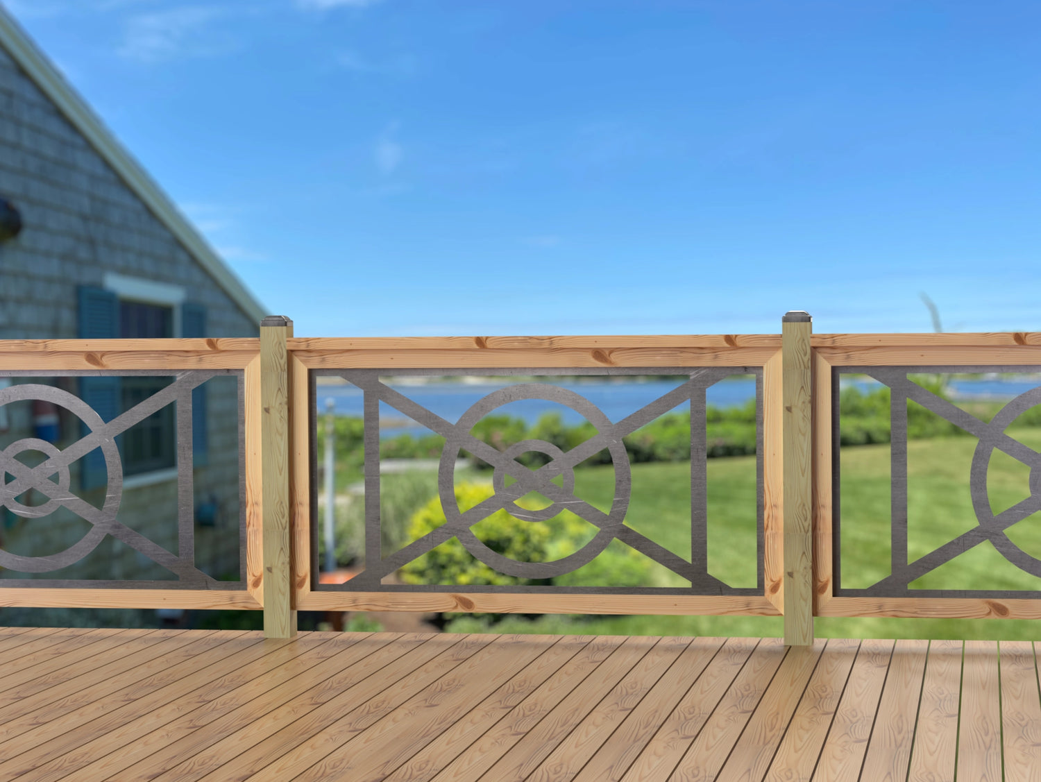 60"x30" - Modern Nautical Design Fence/Gate Panel Insert - Madison Iron and Wood