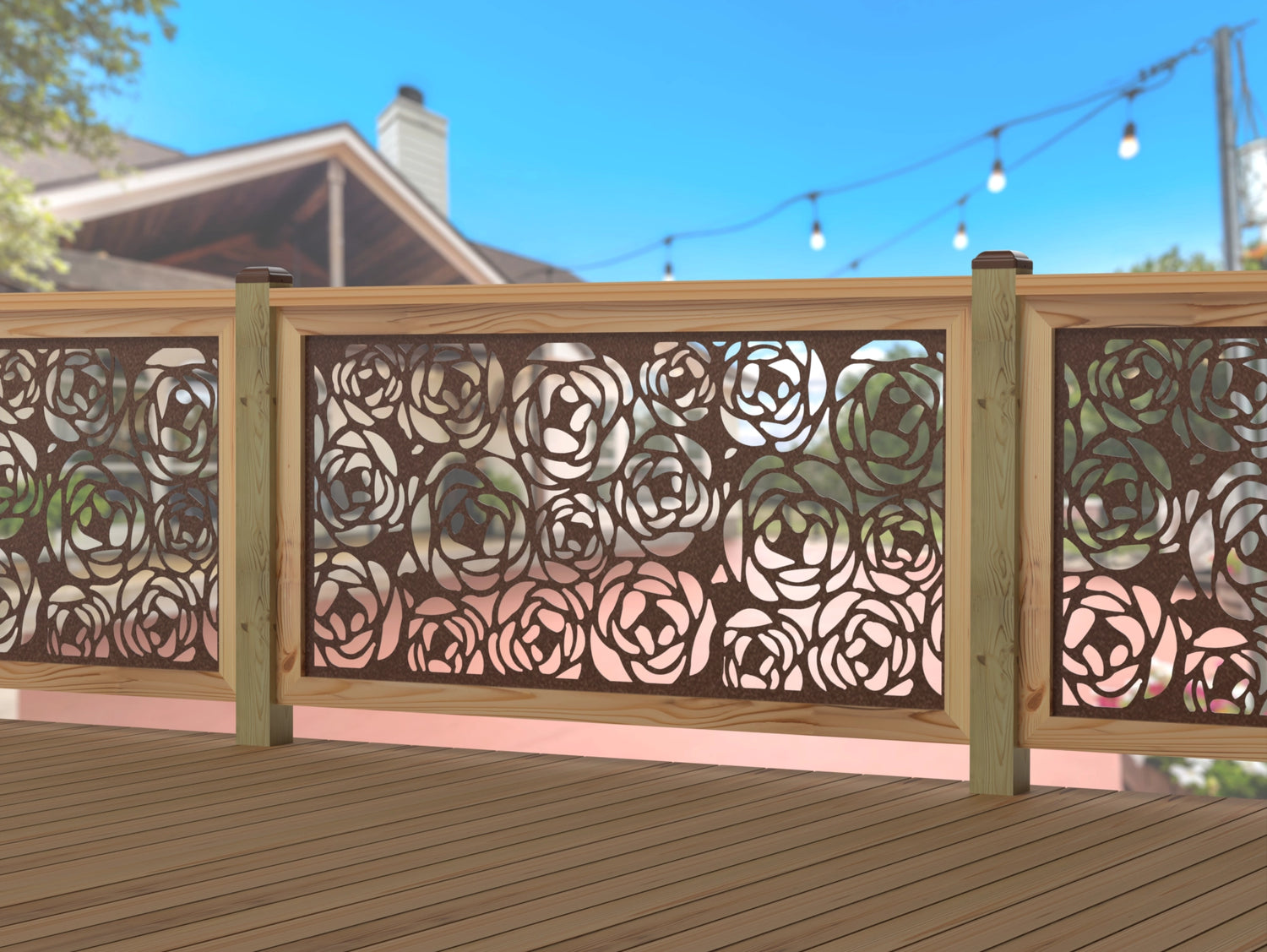 Rose Bush Railing Panel Insert - Madison Iron and Wood
