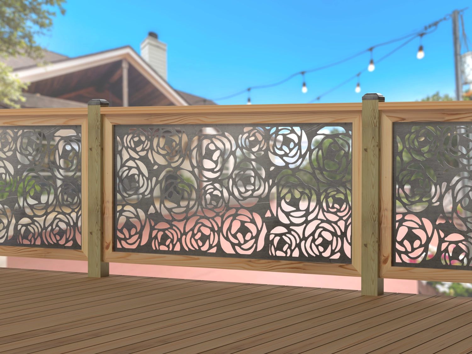 Rose Bush Railing Panel Insert - Madison Iron and Wood