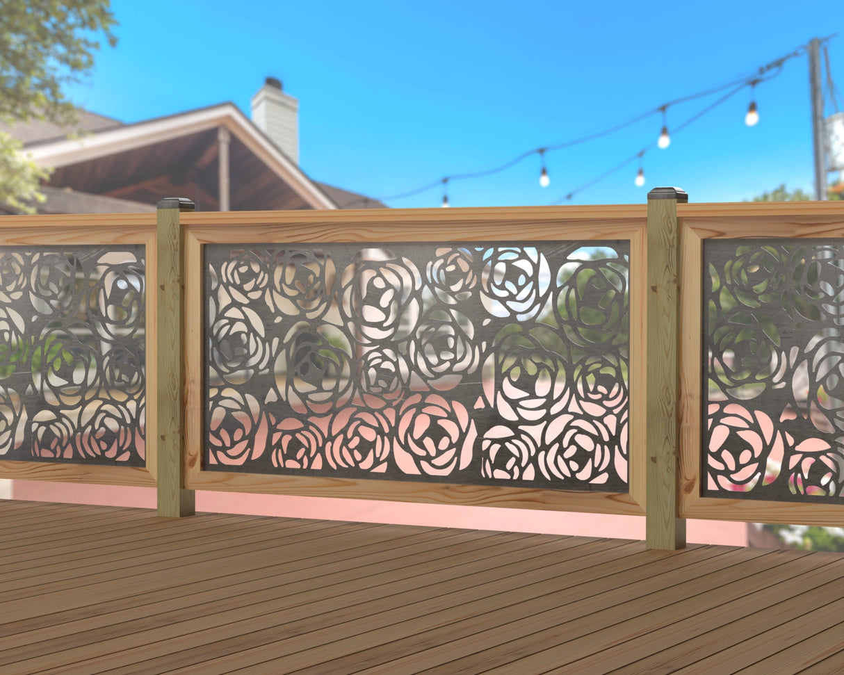 Rose Bush Railing Panel Insert - Madison Iron and Wood