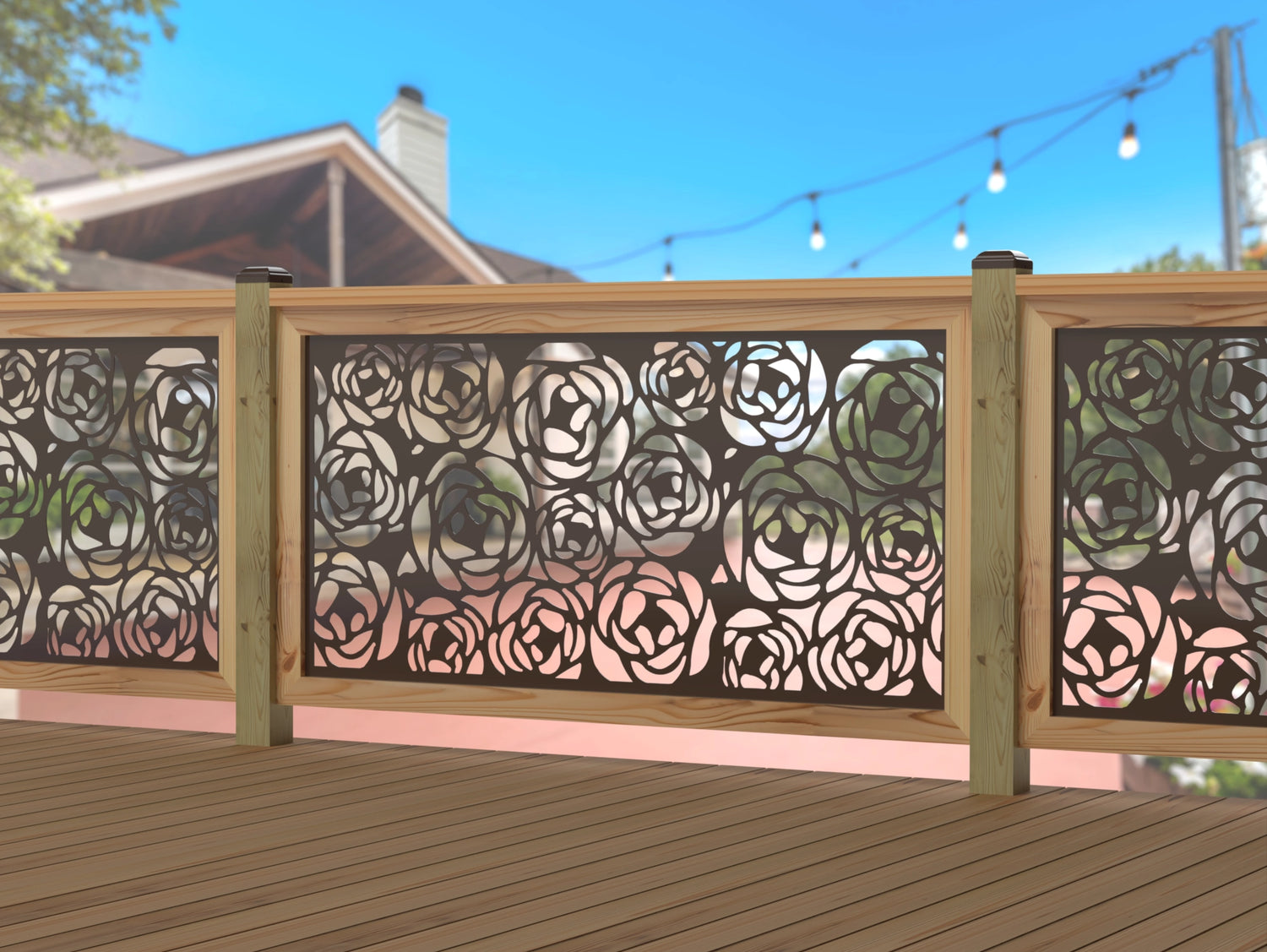 Rose Bush Railing Panel Insert - Madison Iron and Wood