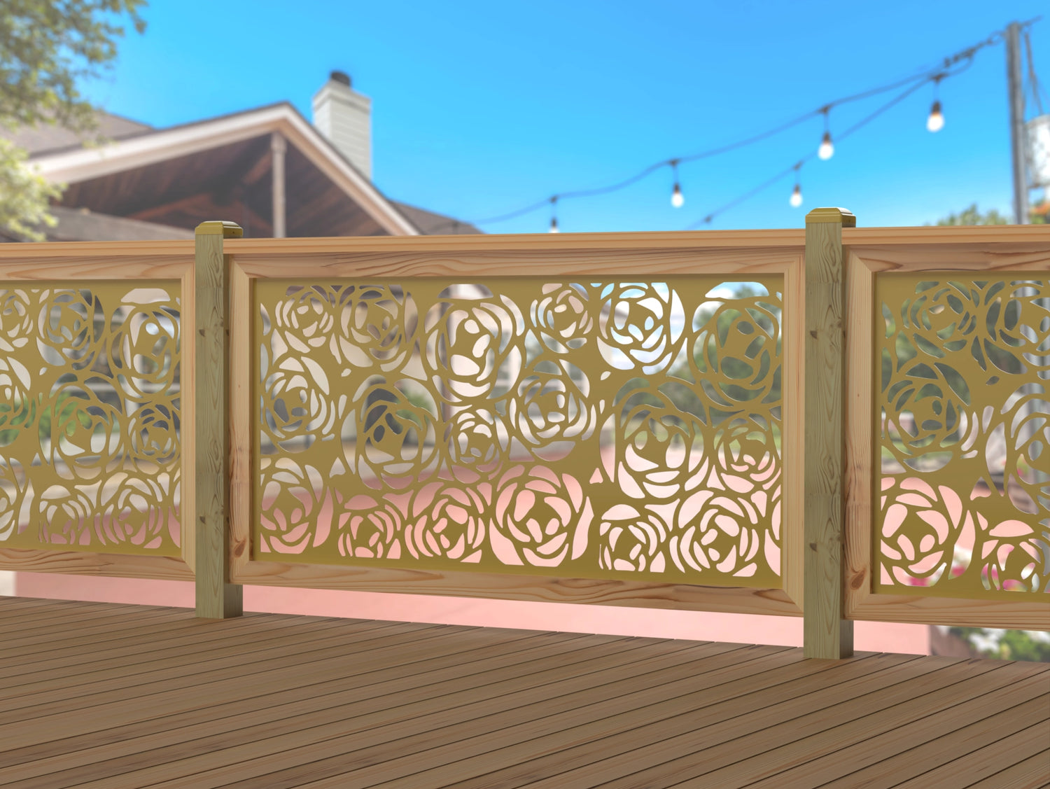 Rose Bush Railing Panel Insert - Madison Iron and Wood