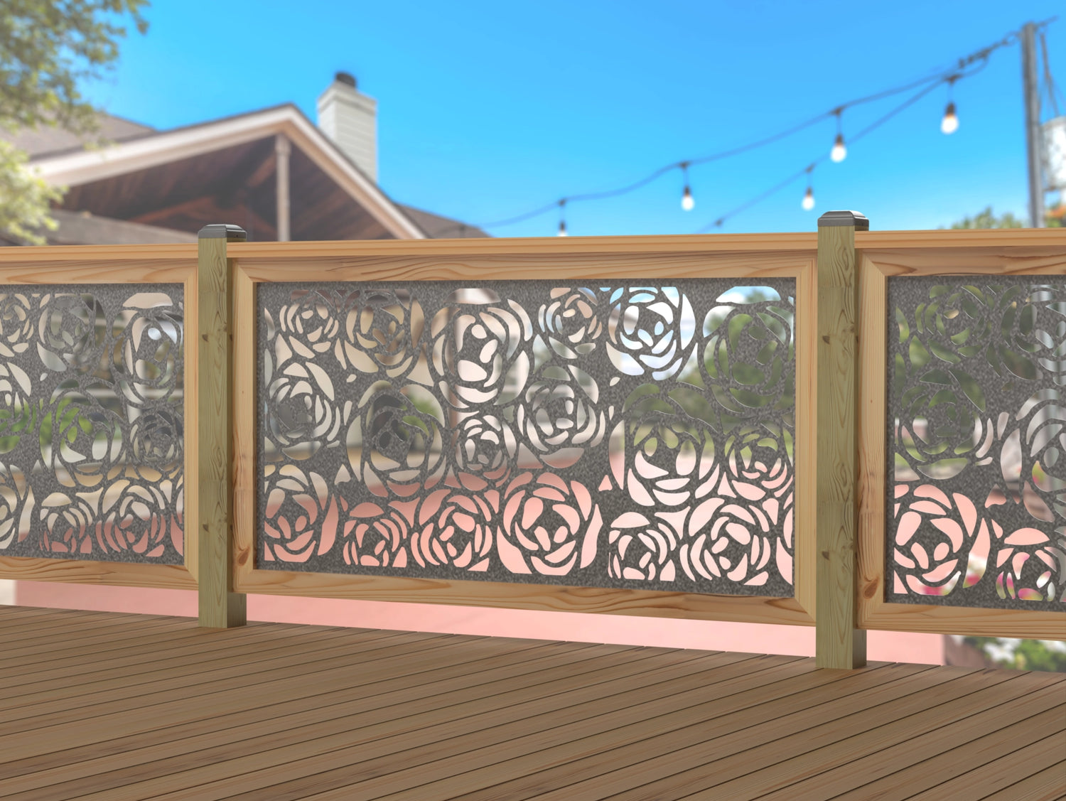 Rose Bush Railing Panel Insert - Madison Iron and Wood
