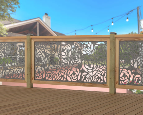 Rose Bush Railing Panel Insert - Madison Iron and Wood