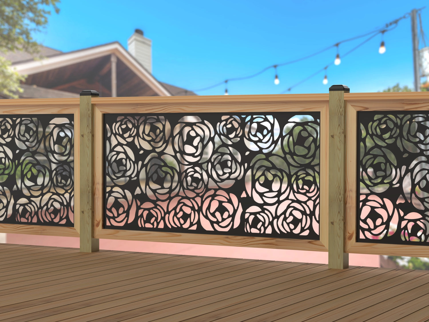 Rose Bush Railing Panel Insert - Madison Iron and Wood