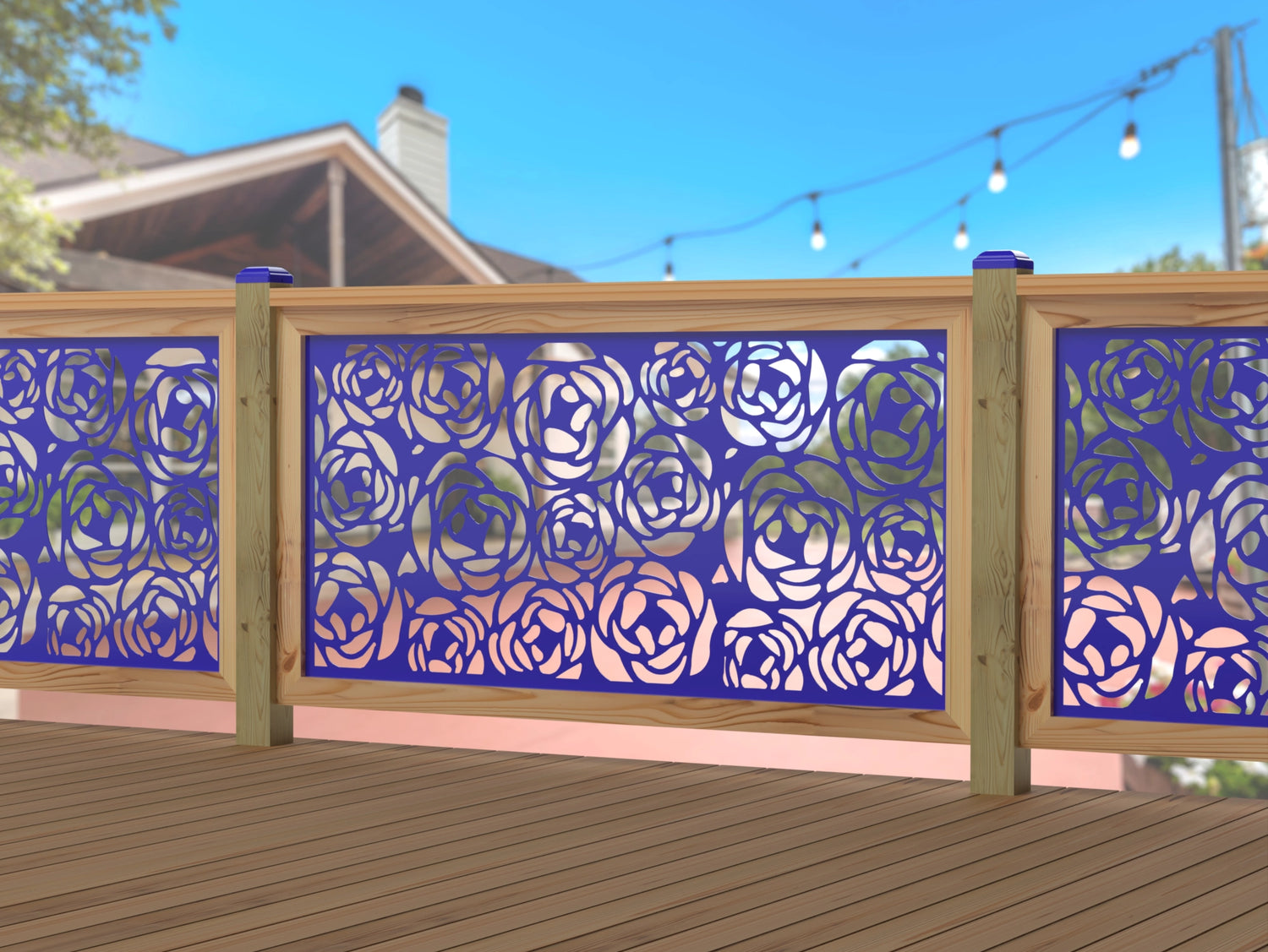 Rose Bush Railing Panel Insert - Madison Iron and Wood