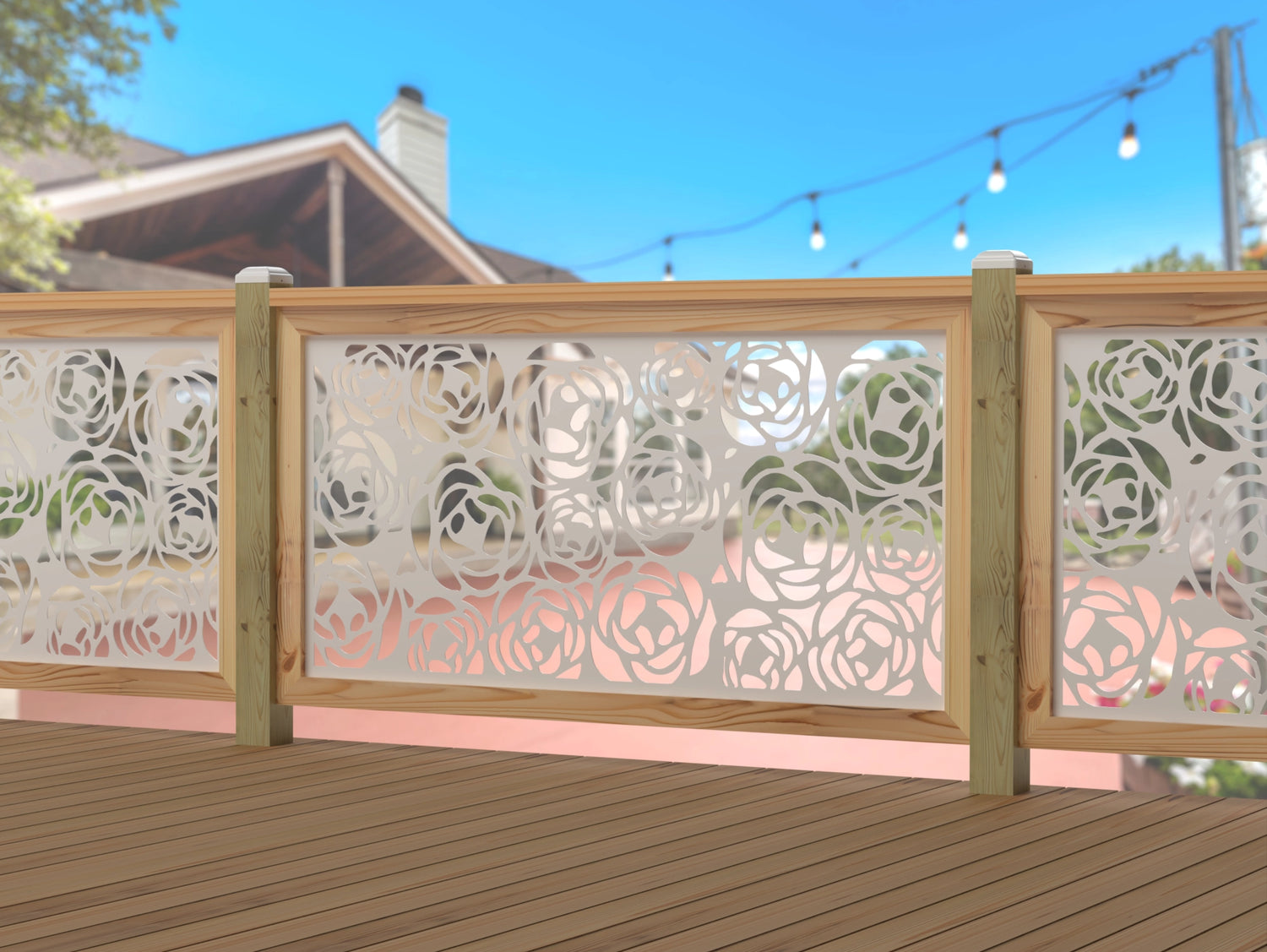 Rose Bush Railing Panel Insert - Madison Iron and Wood