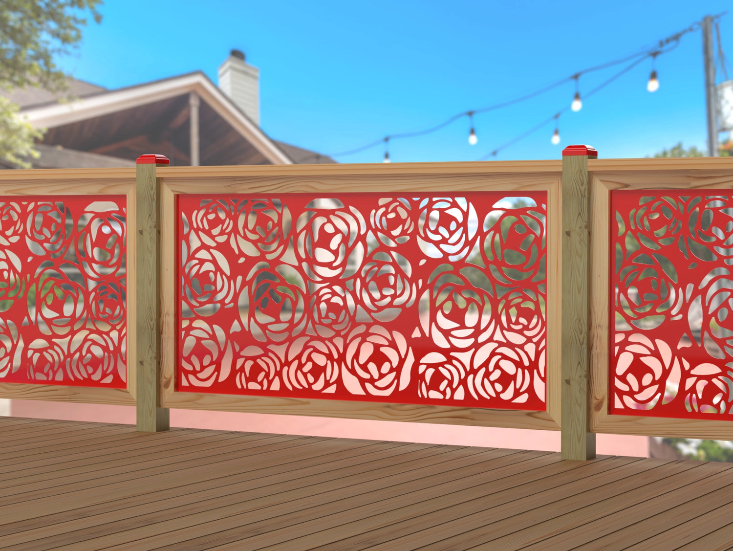 Rose Bush Railing Panel Insert - Madison Iron and Wood