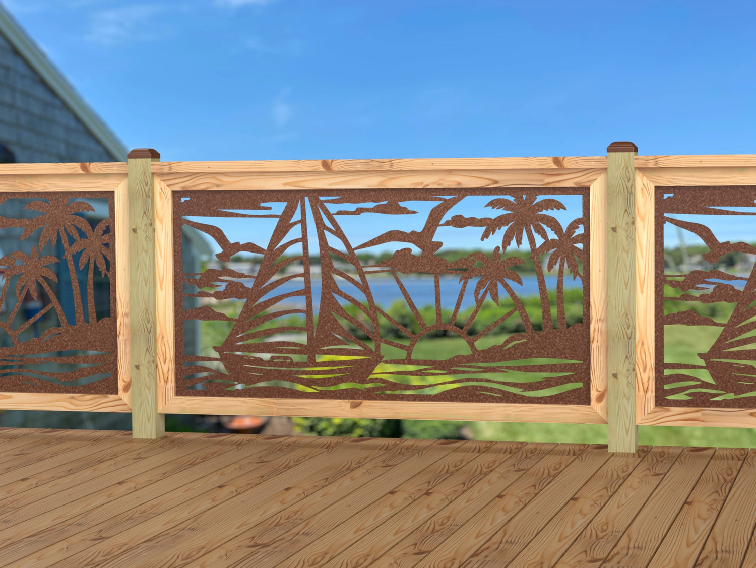 Sailboat at Sunset Railing Panel Insert