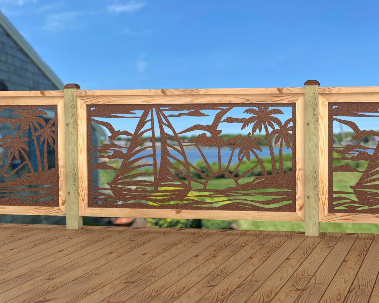 Sailboat at Sunset Railing Panel Insert