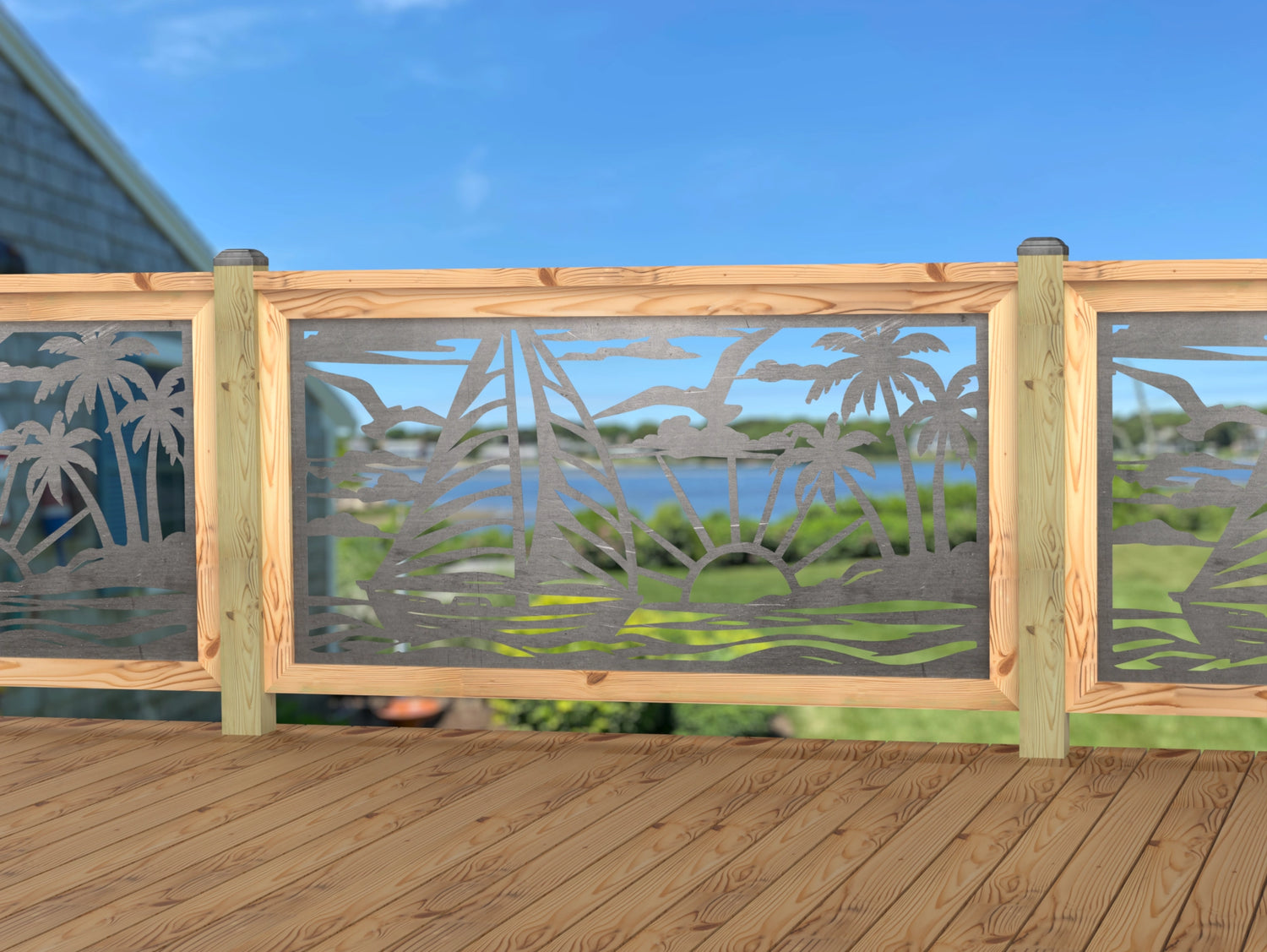 Sailboat at Sunset Railing Panel Insert