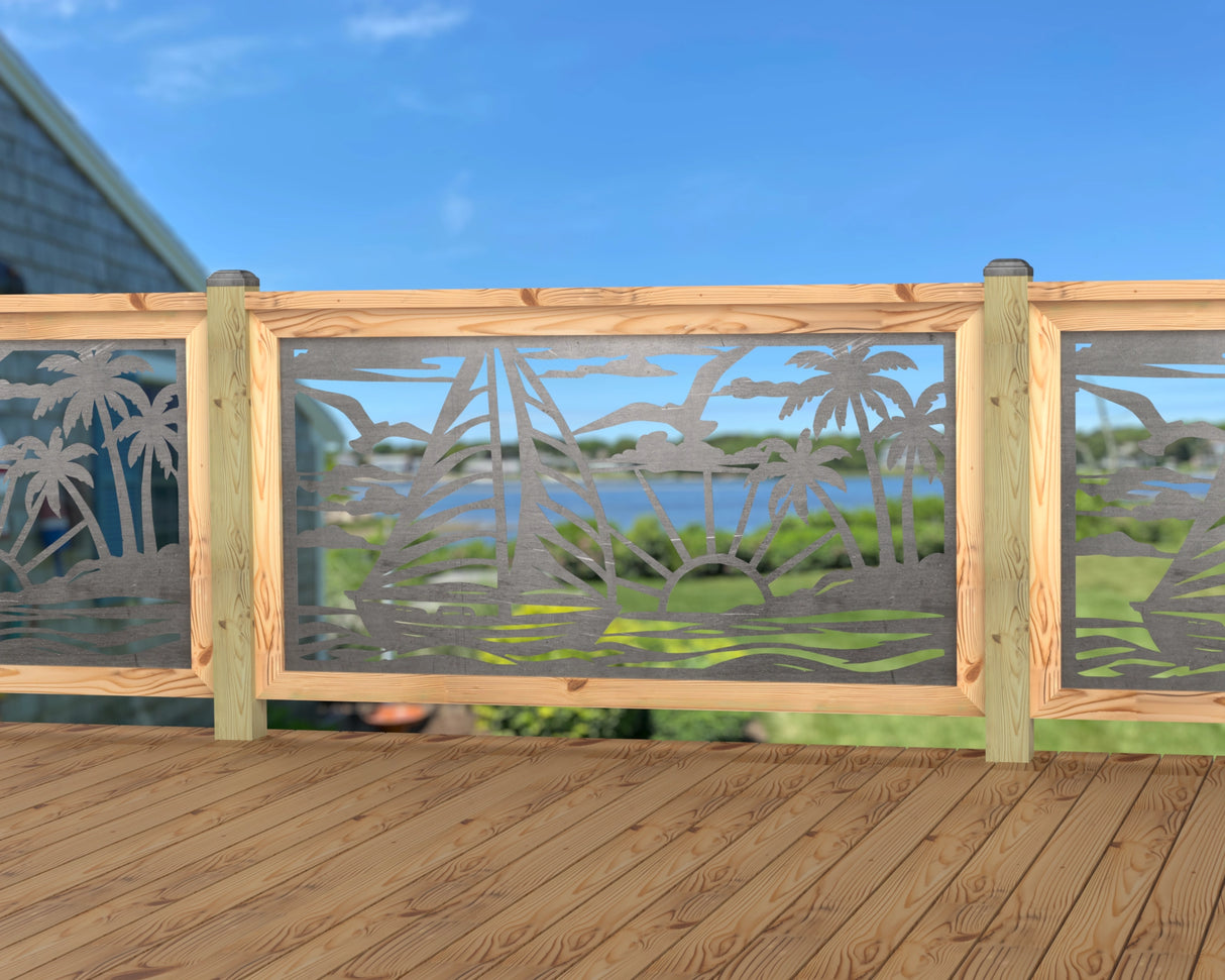 Sailboat at Sunset Railing Panel Insert