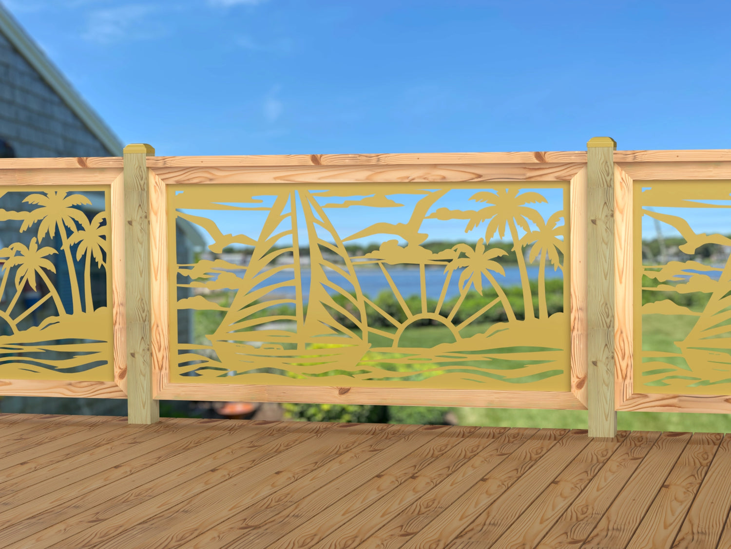 Sailboat at Sunset Railing Panel Insert